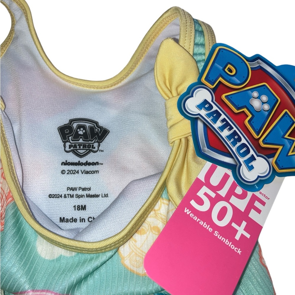 Paw Patrol Pink and Green One Piece Swimwear - Picture 4 of 5